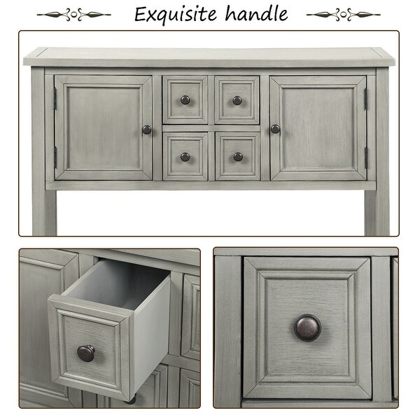 Retro Style Buffet Sideboard Wood Console Table with Bottom Shelf, Easy Assemble, for Living Room, Kitchen, Entryway