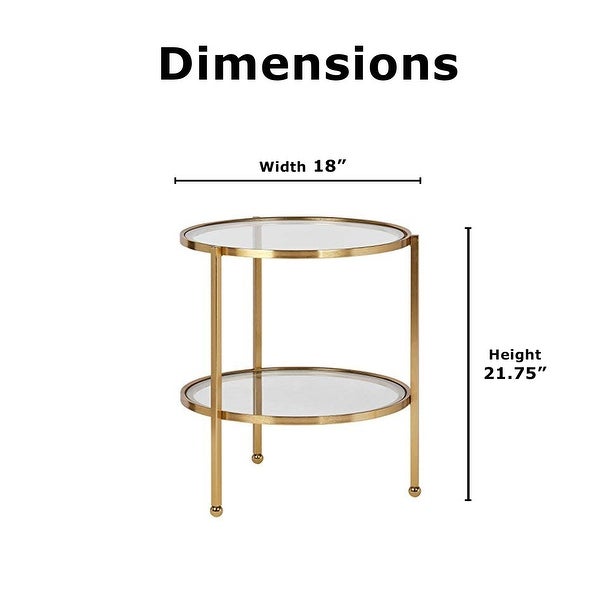 Adore Decor Addison Modern Glass and Metal Side Table, Decorative Small Accent for Living Room, 18