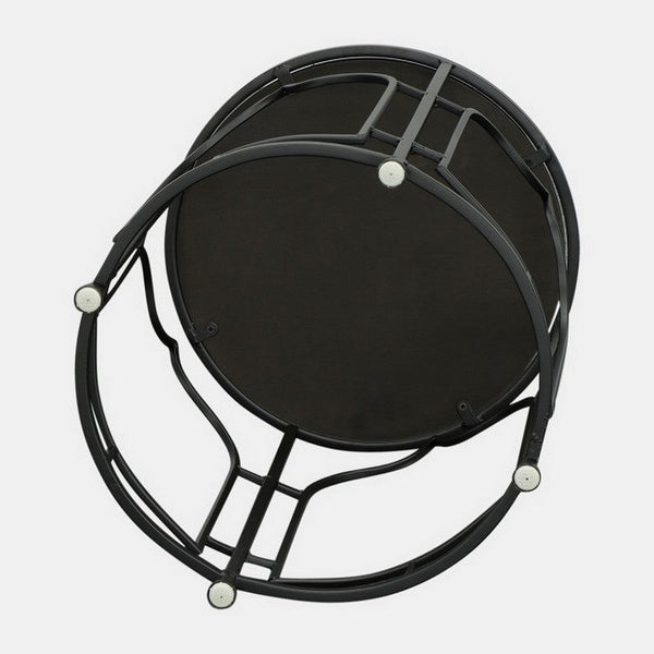 23 Inch Modern Side Table, Glass Top, Geometric Design, Set of 2, Black - 44 H x 30 W x 30 L Inches