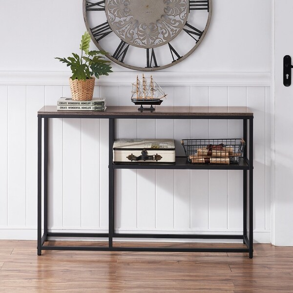 Mcombo Narrow Console Table, Sofa Table Small TV Entryway Table with Storage Shelf, Buffet Table for Hallway Living Room