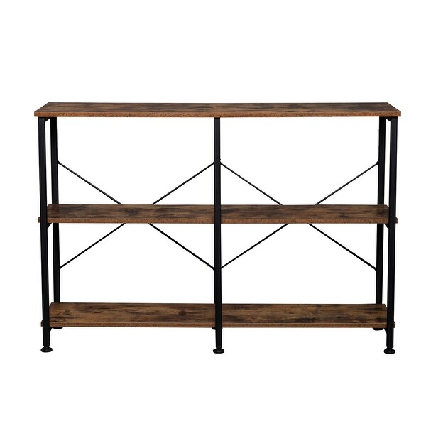 3-Tier Console Sofa Table, Industrial Foyer Table for Living Room, Entry Way, Hallway, Rustic Brown RT - 44.5