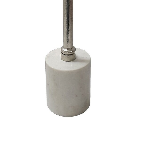24 Inch Side Table, Aluminum Frame, Smooth Marble Top, Pedestal Base, White - 17.7L x 17.7W x 24H, in inches