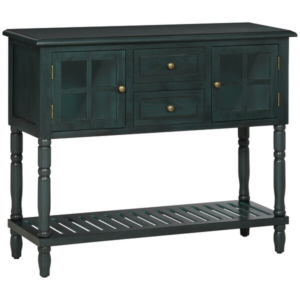 HOMCOM Vintage Console Table with 2 Drawers and Cabinets, Retro Sofa Table for Entryway, Living Room and Hallway