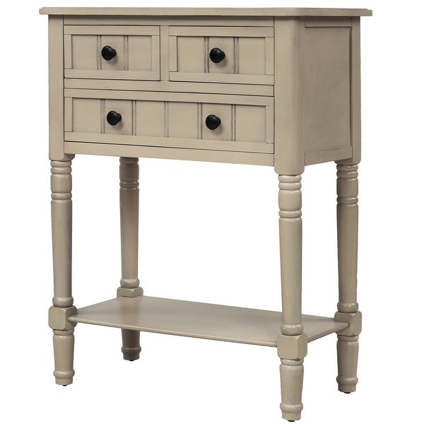 Narrow Console Table, Slim Sofa Table with Three Storage Drawers
