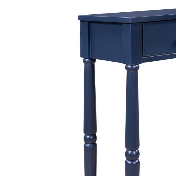 Solid Wood Console Table, Entryway Table with Storage Shelf and Drawer