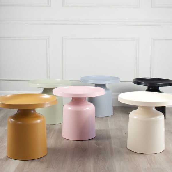 Klay Minimalist Metal Pedestal Side Table, 20-inch Diameter