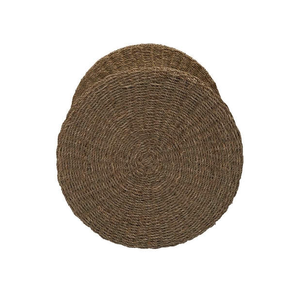 Stained Water Hyacinth Wicker Stool, Handwoven Wicker Braid with Sturdy Metal Frame, Lightweight Hourglass Profile