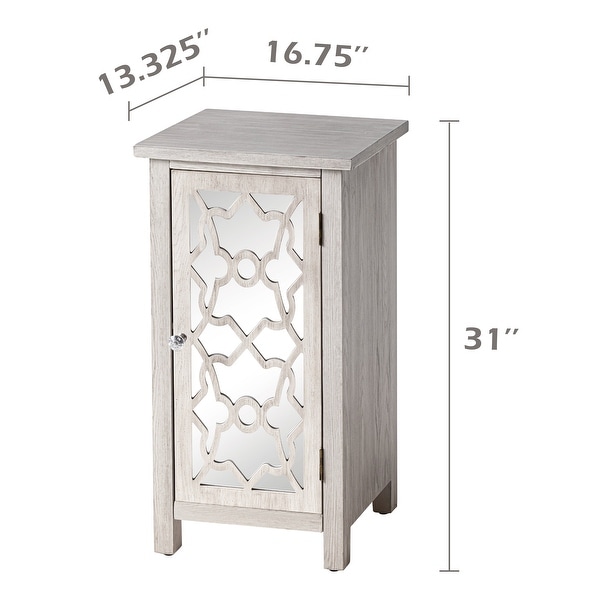 COZAYH Modern Farmhouse Cabinet with 2 Shelves, Retro Tall Nightstand End Table for Bedroom, Living Room, Light Gray