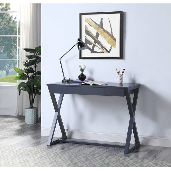 Nalo Console Table in Black Finish with Rectangular Table Top and X Shape Wooden Base for Entryway, Living Room