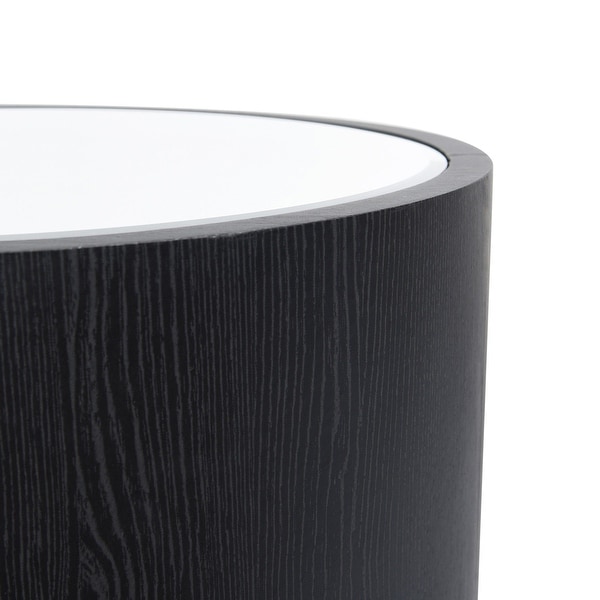 Dann Foley Lifestyle - Oval Side Table - Black Veneer, Inset Mirrored Table Top