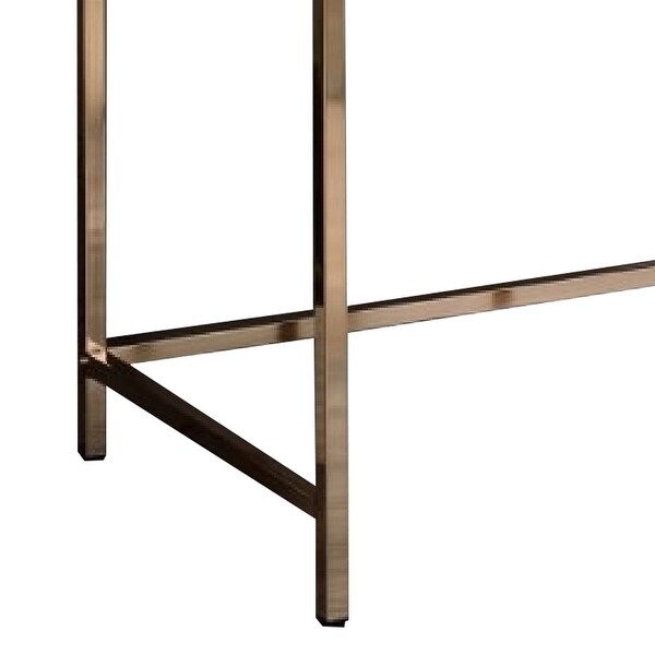 47 Inch Desk Console Table, 2 Drawers, Metal Frame, White, Gold