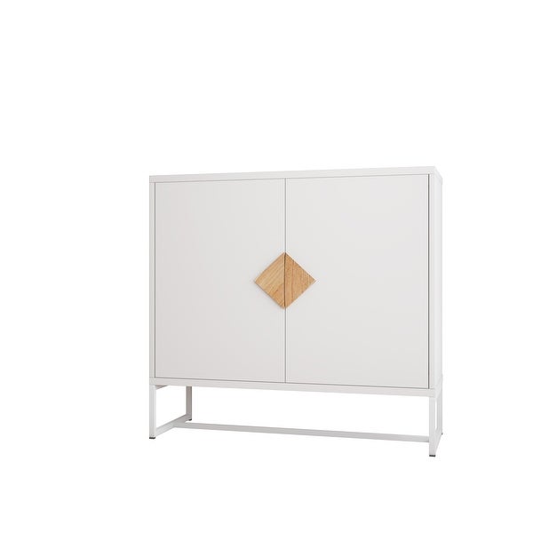 White Modern Sideboard,Kitchen Storage Cabinet with Metal Legs