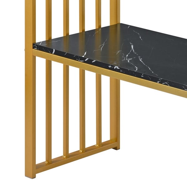 Modern Console Table, Entryway Table with 2 Shelves, Metal Frame