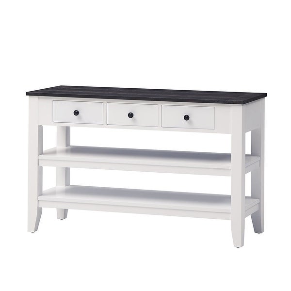 48'' Modern Console Table Sofa Table with 3 Drawers and 2 Shelves, Entryway Table with PineWood Top for Living Room and Hallway