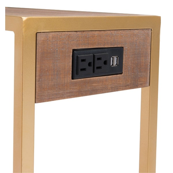 Ike Side Table Brown and Gold - Brown, Gold - 18.1
