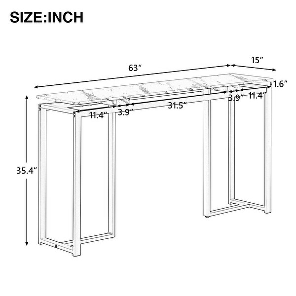 63'' Modern Console Table, Extra Long Entryway Table with Metal Frame for Entryway, Hallway, Living Room, Foyer, Corridor