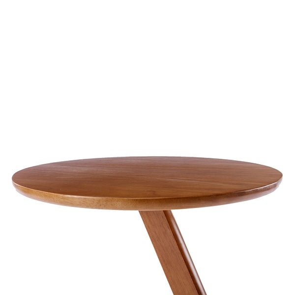 Side Table Round, Small Coffee Table Modern Solid Rubber Wood End Table for Living Room /Bedroom/ Office, V-Shaped Base