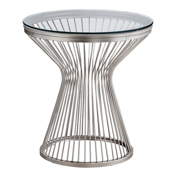 Accent Table, Side, End, Nightstand, Lamp, Living Room, Bedroom, Metal, Tempered Glass, Clear, Transitional