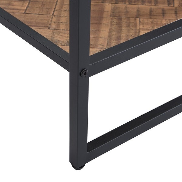 Side Table, End Table with Storage Shelf, Tempered Glass Coffee Table with Metal Frame