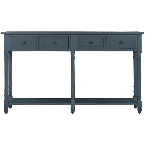 Console Table Sofa Table with Two Storage Drawers and Bottom Shelf for Living Room, Entryway