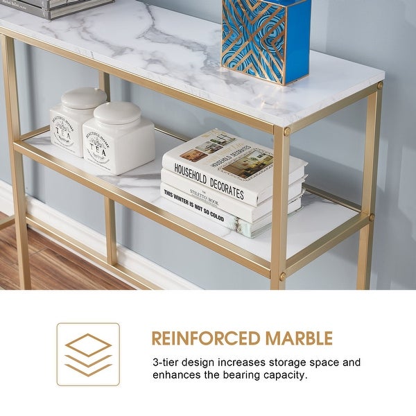Mcombo Narrow Console Table, Sofa Table Small TV Entryway Table with Storage Shelf, Buffet Table for Hallway Living Room