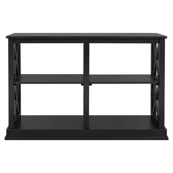 Modern Style Console Table with 3-Tier and Shelves, X Shape Legs
