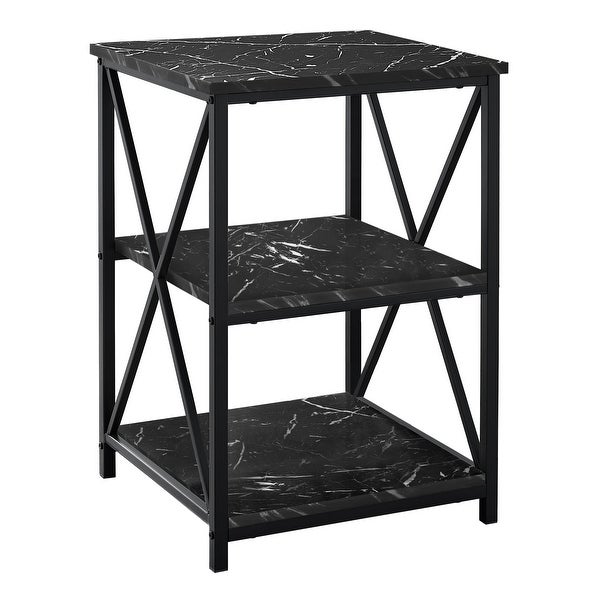 Accent Table, Side, End, Nightstand, Lamp, Living Room, Bedroom, Metal, Laminate, Marble Look, Contemporary, Modern