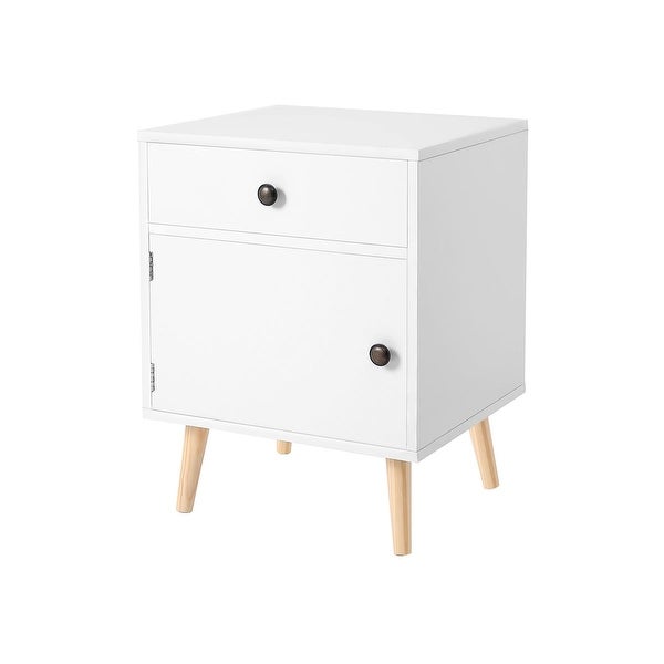 Side Table, Nightstand with 1 Drawer, Durable, for Bedroom, Living Room, Office, 17.7 x 15.8 x 23.6 inches, White