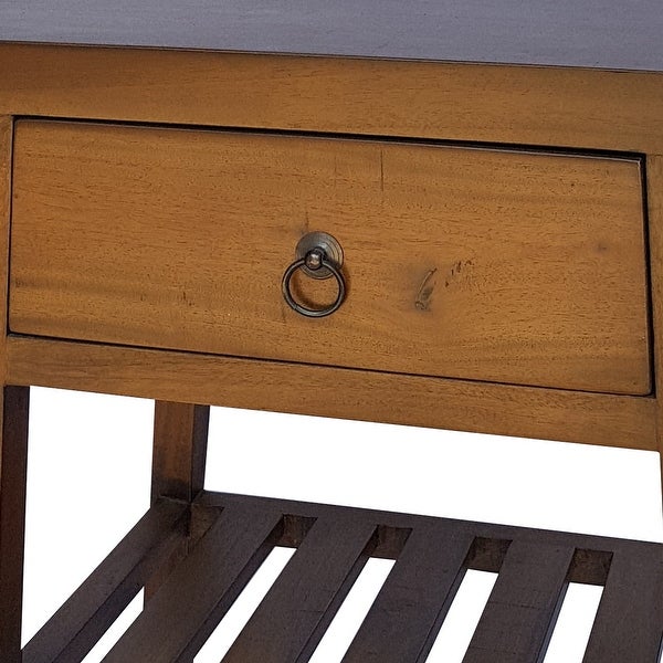 26 Inch Side Table, Classic Look, Drawer, Slatted Shelf, Modern Wood Brown