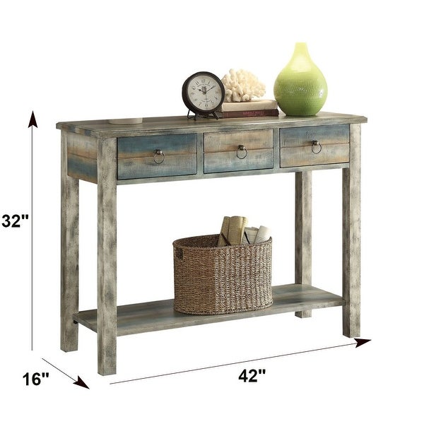 Rustic Multicolor Console Table, Sofa Table With Drawers And Shelf