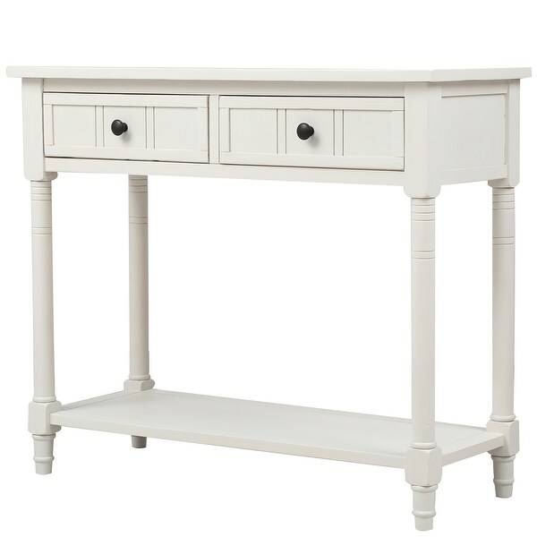 Traditional Console Table with Two Drawers, Sofa Table with Bottom Shelf