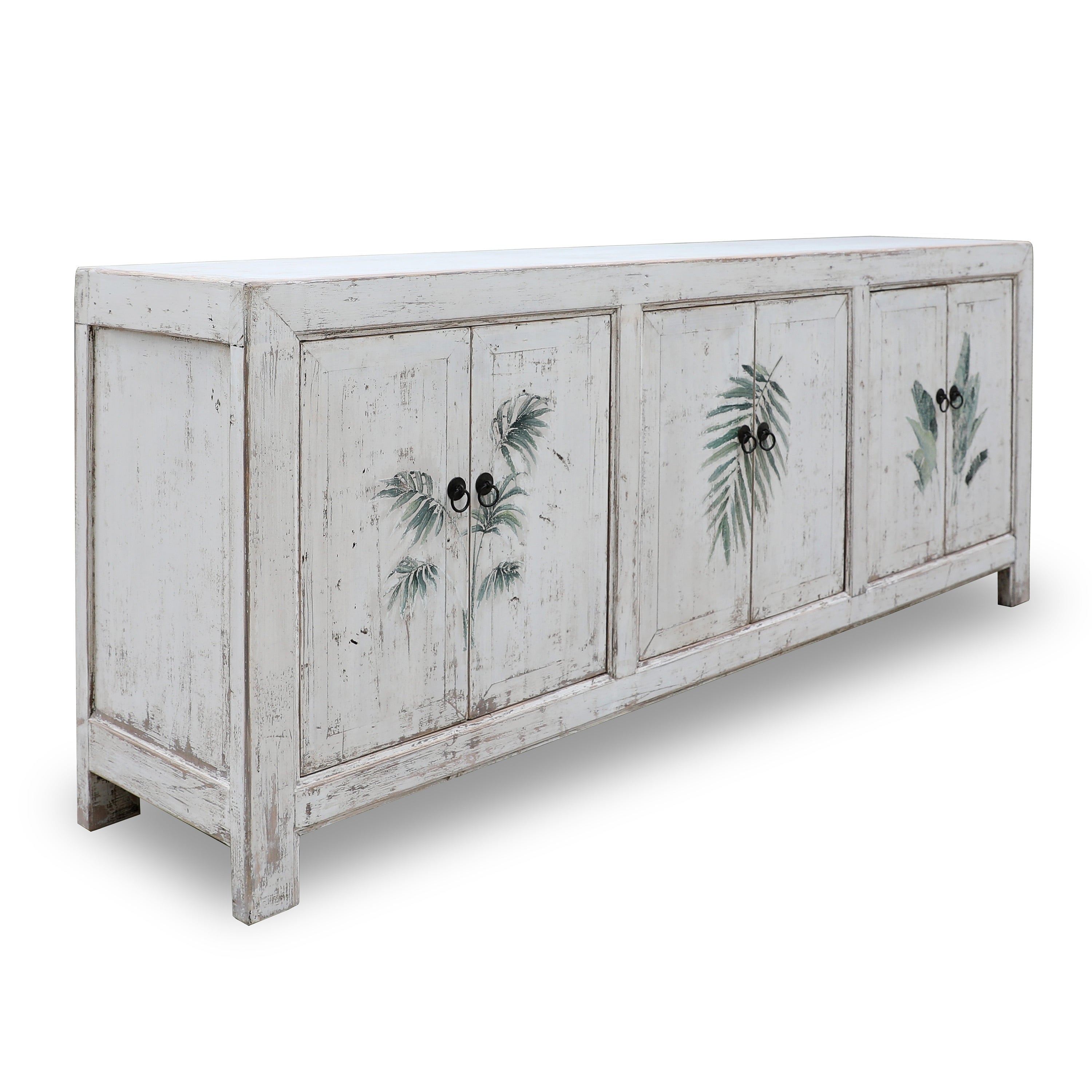 Artissance Tropea 6 Doors Sideboard, Distressed White 86.6x17.7x35.4H