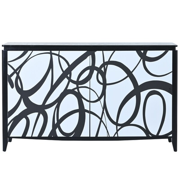 Sideboard with 2 Decorative Doors and Superb Spray Painting, Entryway Table with 2 Drawers and 4 shelves for Living room, Entryway