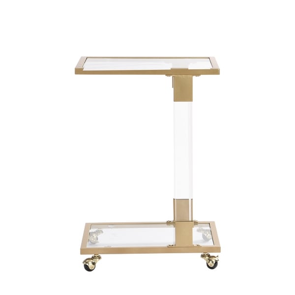 Sofa Table,Glass Top C Shape Square Table