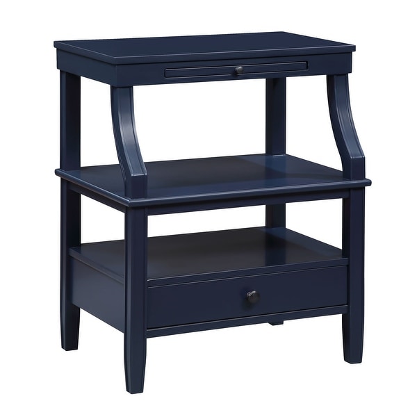 3-Tier Storage Coffee Table Rectangle Nightstand with a Drawer End Table with Pull Out Drink Tray Side Table for Living Room