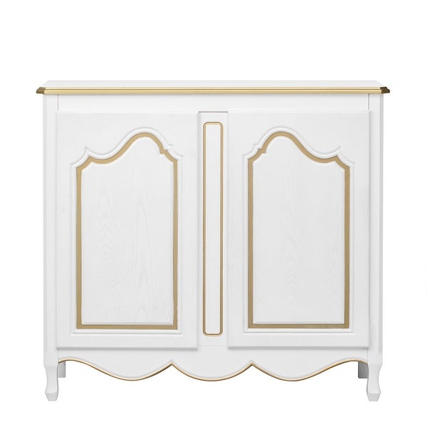 Accent Storage Cabinet with 2 Doors,Pure Hand Drawn,Solid Wood Legs