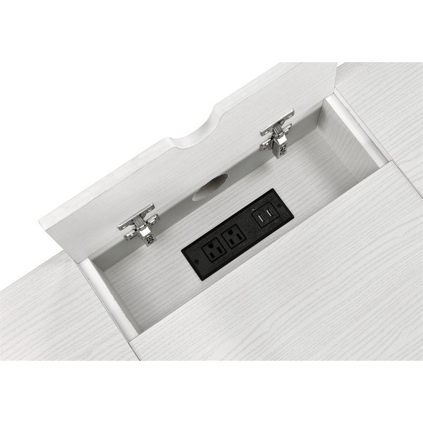 AOOLIVE Verster Built-in USB Port Writing Desk,White andBlack Finish