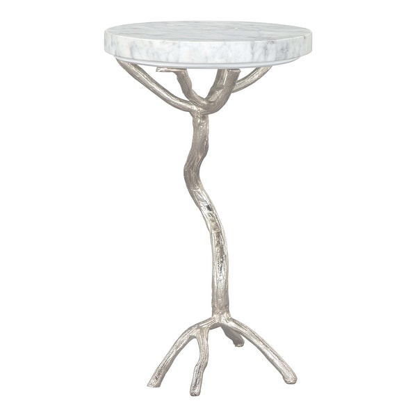 Joel Side Table White and Silver - White, Silver - 12