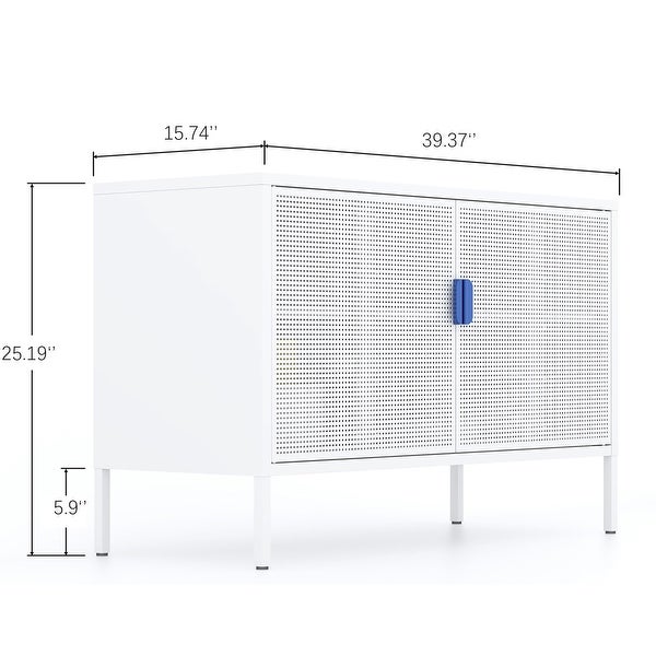 Metal Storage Locker Cabinet, Adjustable Shelves Free Standing Ventilated Sideboard Steel Cabinets