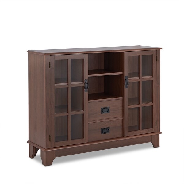 Double Door Console Table With 2 Drawer and 8 storage Bits,Narrow for Entryway, Living Room, Hallway - 42