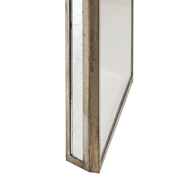 27, 21 Inch Nesting Side Table Set of 2, Mirrored Wood Frame, Silver