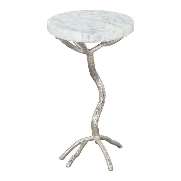 Joel Side Table White and Silver - White, Silver - 12