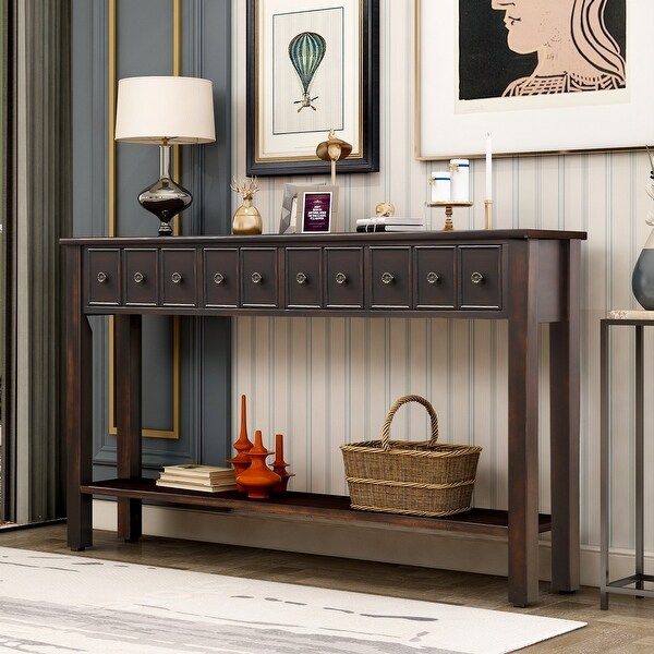 Rustic Entryway Rectangle Console Table, 60