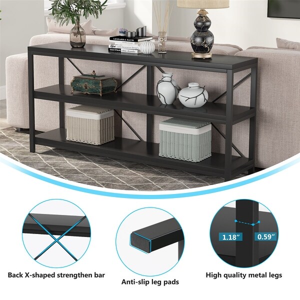 Sofa Table, 3 Tiers Console Table TV Stand with Storage Shelves
