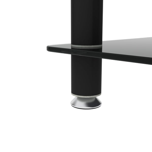 2-Tier Glass Metal Side Table with Storage Shelve, 2-Piece