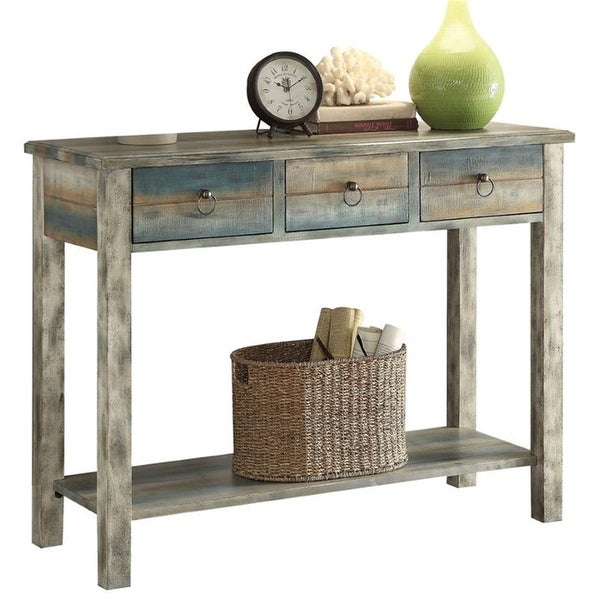 Rustic Multicolor Console Table, Sofa Table With Drawers And Shelf
