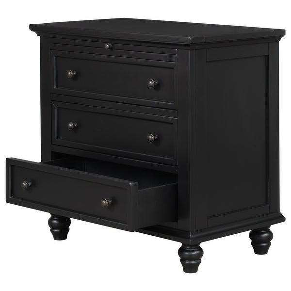 3 Drawer Storage Wood Cabinet, End Table with Pull out Tray for Entryway, Kitchen, Living Room