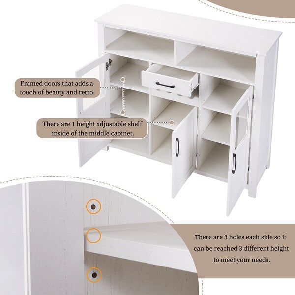 Retro Side Tables with Wine Rack, Drawer and Adjustable Shelves