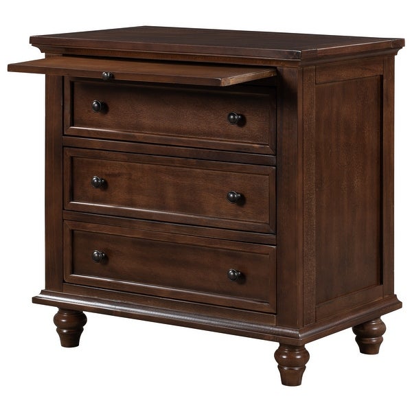 Simple Exquisite Storage Wood Cabinet with 3-Drawer, End Table with Pull out Tray for Living Room, Bedroom, Kitchen, Dining Room