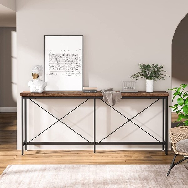 Narrow Entryway Table,Long Console Table,70.9 Inches Narrow Sofa Table,Rustic Wood Hallway Table for Entryway